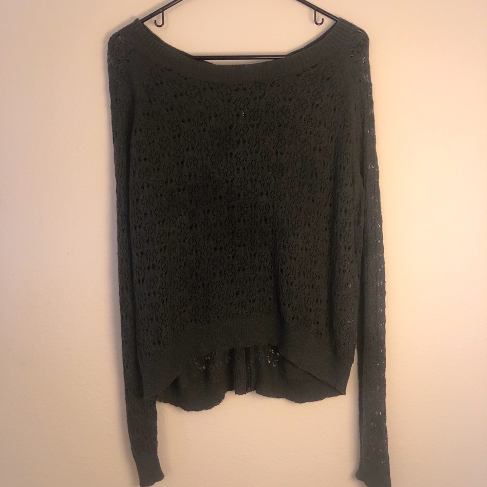 Kensie Crochet Dark Grey Top